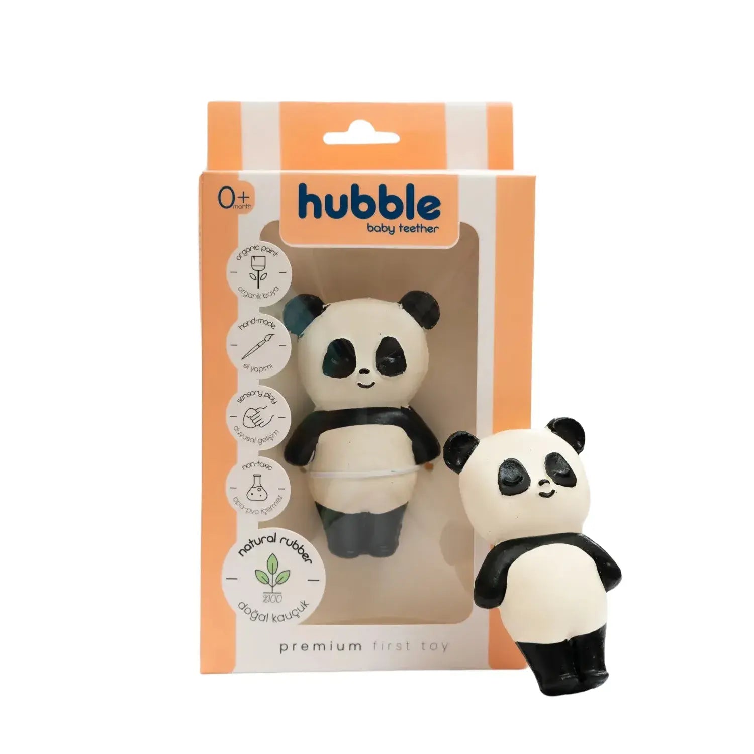 Hubble - Doğal Bebek Diş Kaşıyıcı Ve Oyuncağı Panda