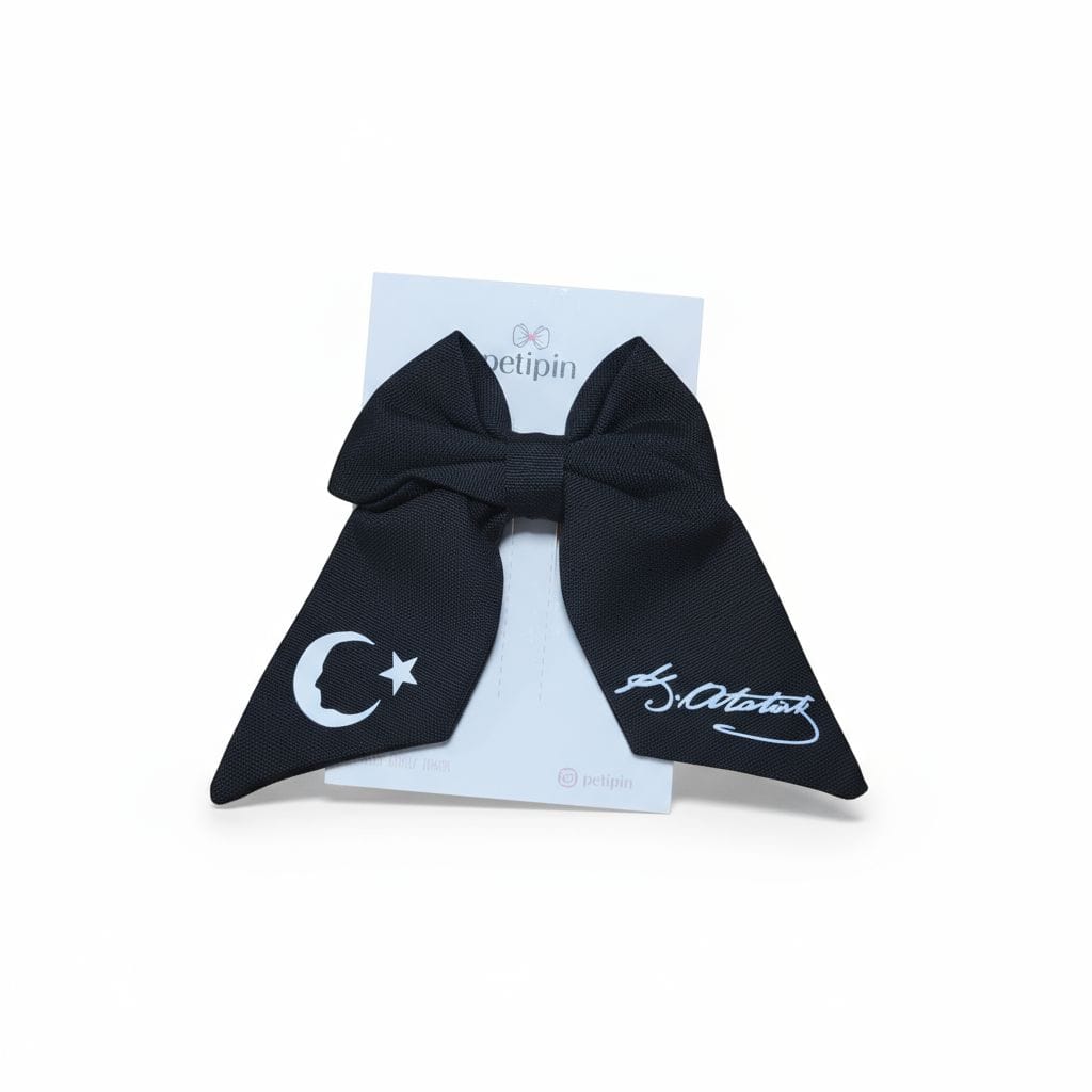 Tuba Vesaire Ataturk Silhouette Flag Printed Buckle - Black