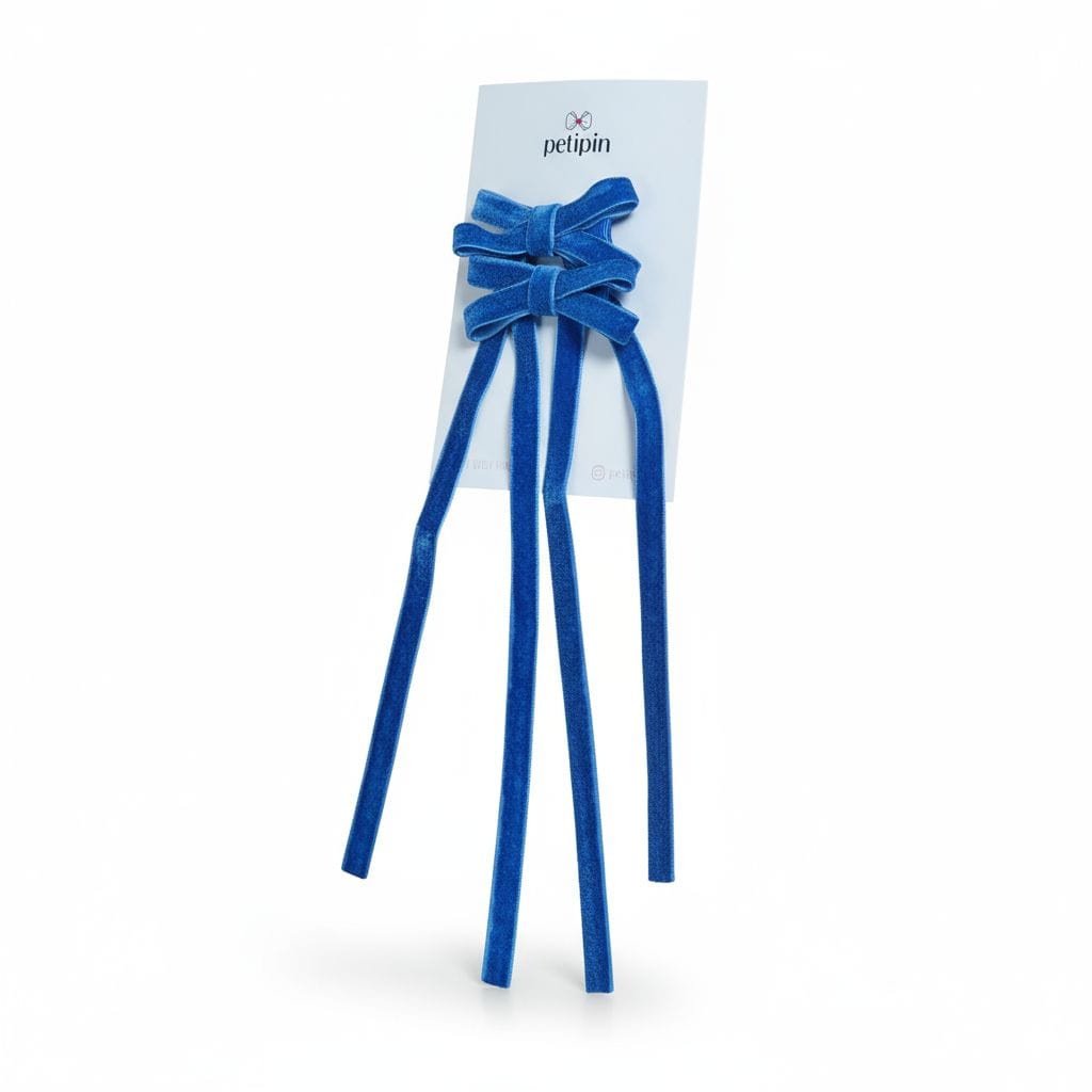 Petipin İkili Kadife Mavi Fiyonk