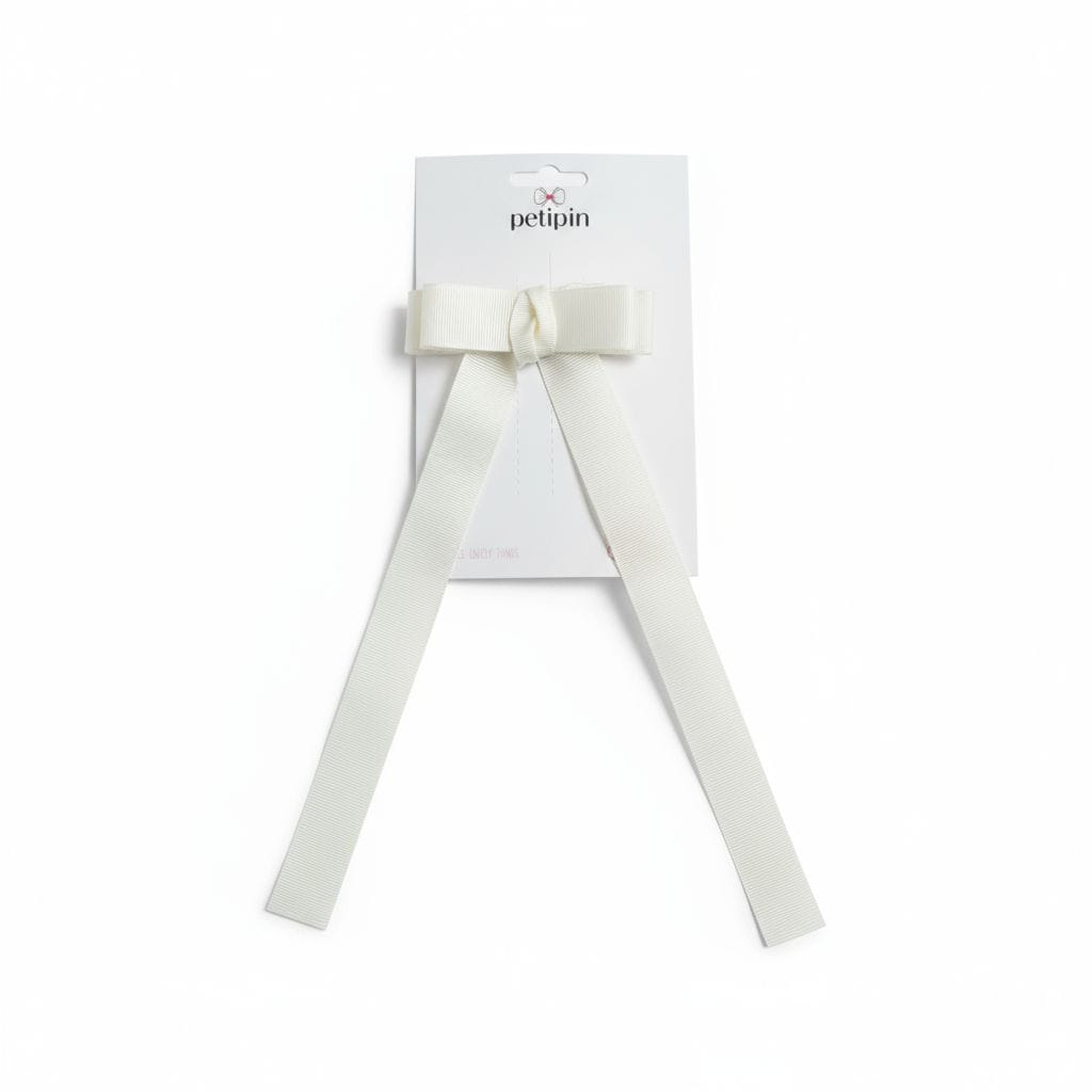 Petipin Tekli Saten Beyaz Fiyonk