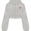 Puppy Dream Crop Kapüşonlu Sweatshirt - Gri Melanj