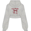 Puppy Dream Crop Kapüşonlu Sweatshirt - Gri Melanj