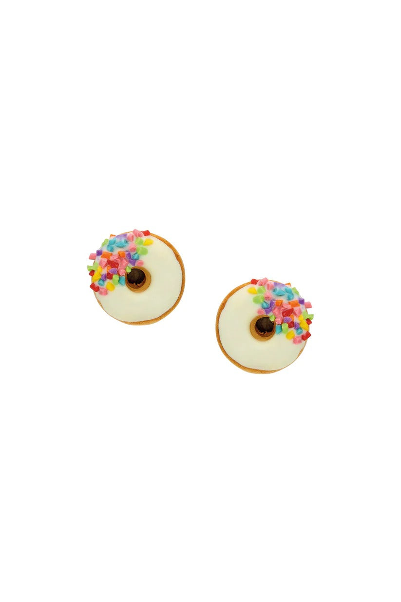 Tres Jolie Lollie Donut Clip Earrings - White