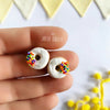 Tres Jolie Lollie Donut Clip Earrings - White