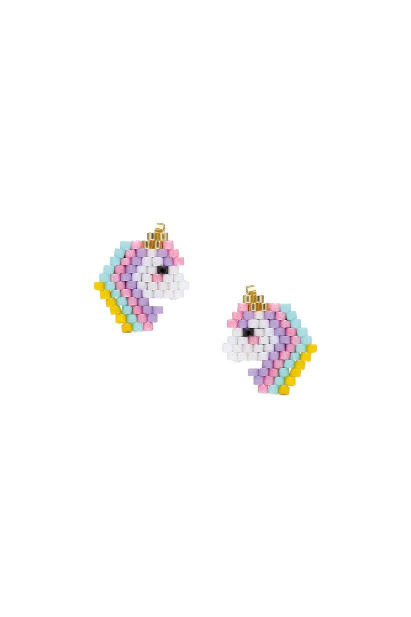 Tres Jolie Lollie Miyuki Unicorn Clip Earrings