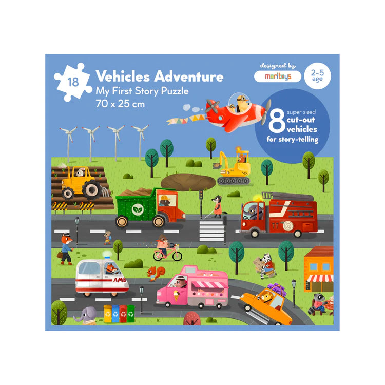 Moritoys - Vehicles Adventure: 18 Parça Yapboz Ve 8 Cut-out Araç İle Taşıtları Keşfet